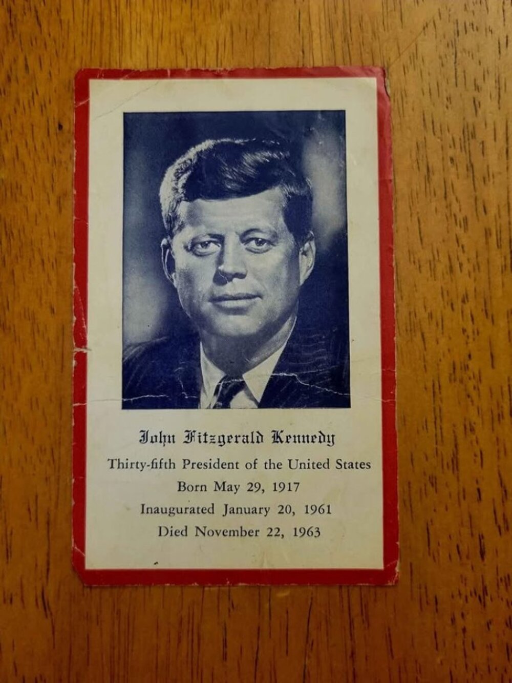 1963 Original John F Kennedy JFK Memorial Prayer Card 35th President - 4” x 2.5”